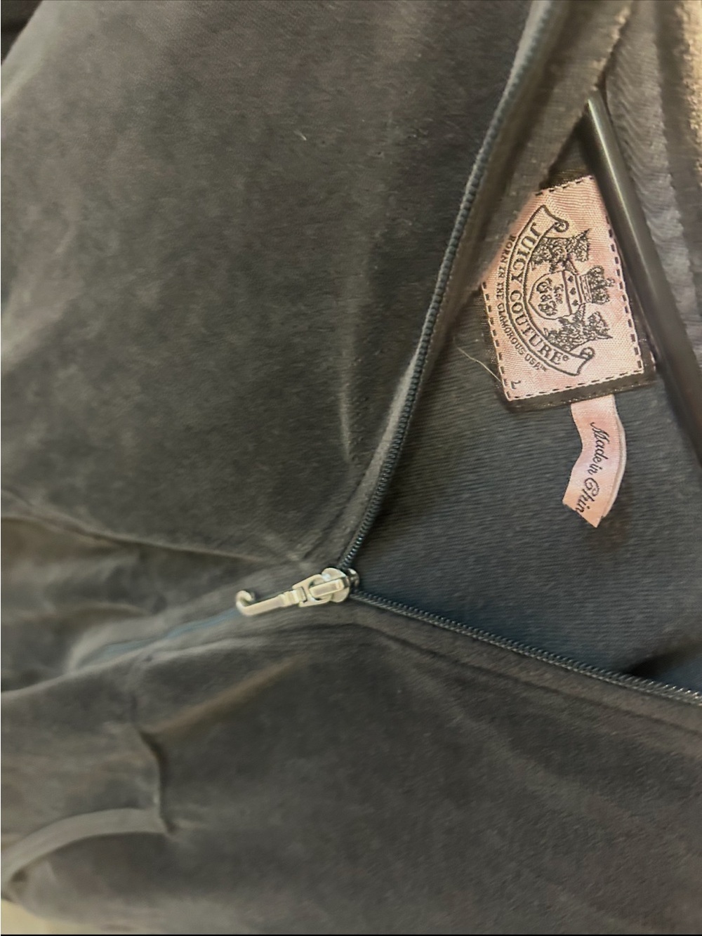Juicy Couture Black Velvet Hoodie with Pink Graphic - Picture 2 of 3